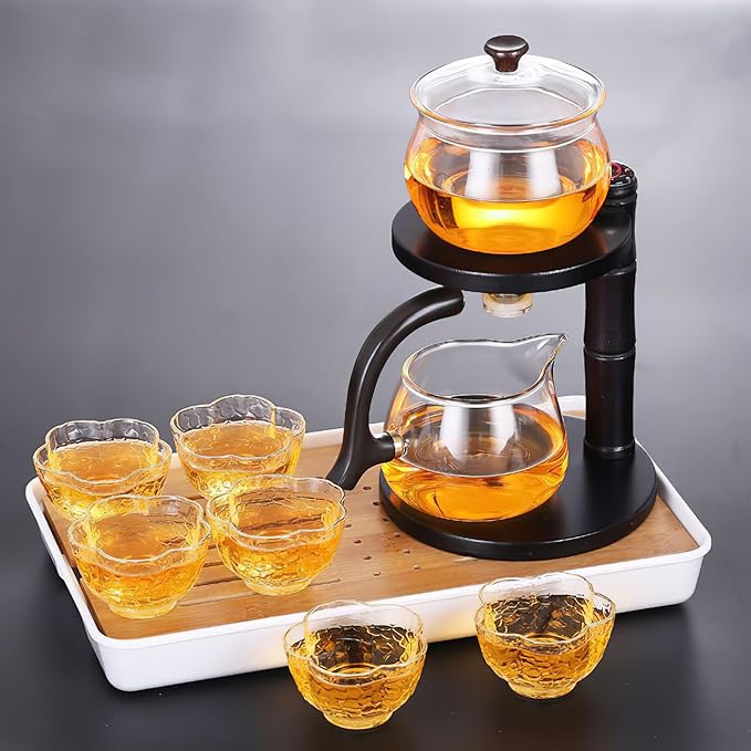 Semi Automatic Tea Set, Lazy Kungfu Tea Set, Lazy Kung Fu Drip Teapot, Magnetic Tea Pot With Magnetic Ball, Heat Resistant Gongfu Glass Teapot Set, Gift For Fathers Day, Thanksgiving Birthdays - Bloomnest