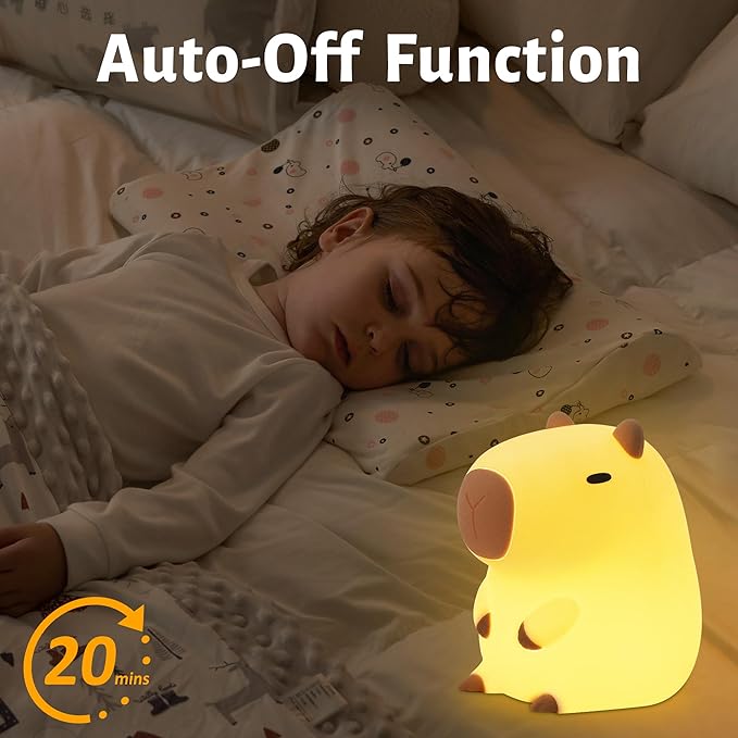 Attivolife Capybara Night Light for Kids, Animal Silicone Night Lamp USB Rechargeable, Touch Control with Dimmable & Timer, Cute Home Bedside Decor Portable, Kawaii Birthday Xmas Gift for Girl Boy - Bloomnest
