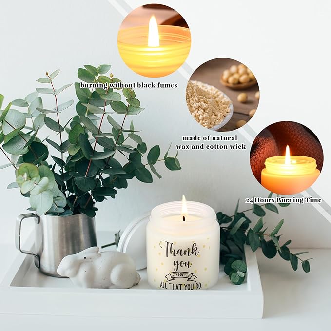 Roowest 10 Jars Thank You Gift Candles 3.5 oz Employee Appreciation Gifts Bulk Soy Wax Jar Inspirational Candle Thank You Gifts for Coworkers Employee Women Secretaries Teacher(Elegant) - Bloomnest