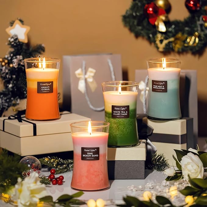 HomeLights 3-Layer Candles for Home Scented, 21.52 OZ Natural Soy Wax Scented Candles Burns Up to 100 Hours, Large Jar, Amalfi Citrus - Bloomnest