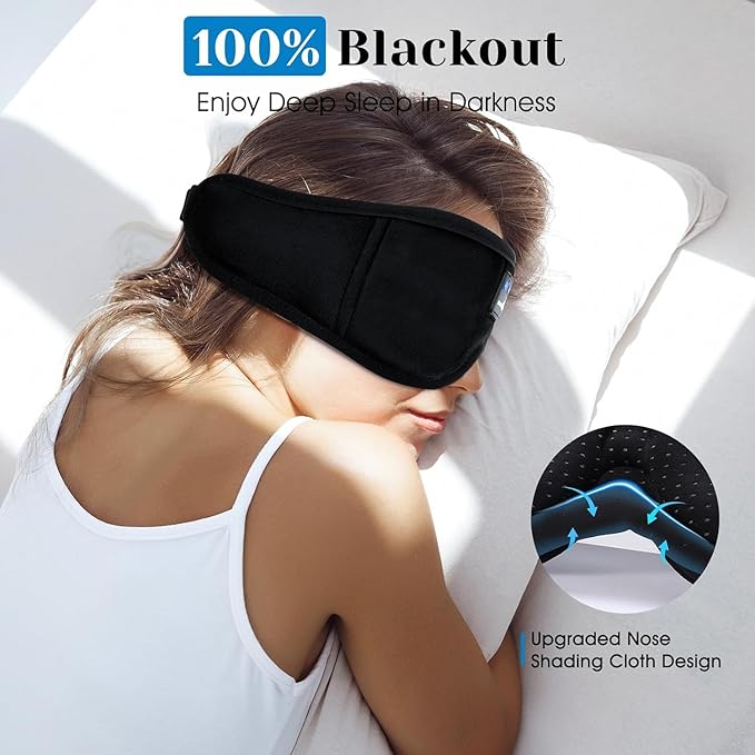 MUSICOZY Sleep Headphones, Bluetooth 5.4 Sleep Mask Headband Headphones Sleeping Eye Mask, Wireless Music Earbuds Earphones with HD Stereo Speakers for Side Sleepers, Cool Gadgets Unique Gift - Bloomnest