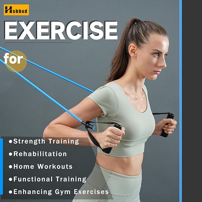 Resistance Bands with Handles for Working Out Women and Men, Exercise Bands with Door Anchor, Stretch Bands for Home Workouts, Simple Guide Included - Bloomnest