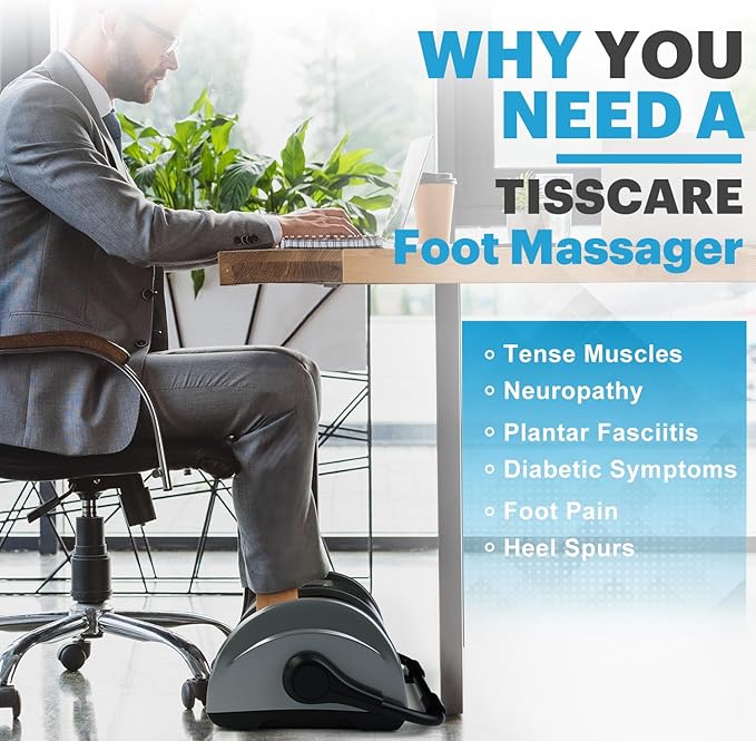 TISSCARE Shiatsu Foot Massager with Heat: FSA HSA Eligible Foot Massager for Neuropathy, Plantar Fasciitis and Pain Relief-Massage Feet/Leg/Calf/Ankle at Home/Office, Gifts for Women and Men(Gray) - Bloomnest