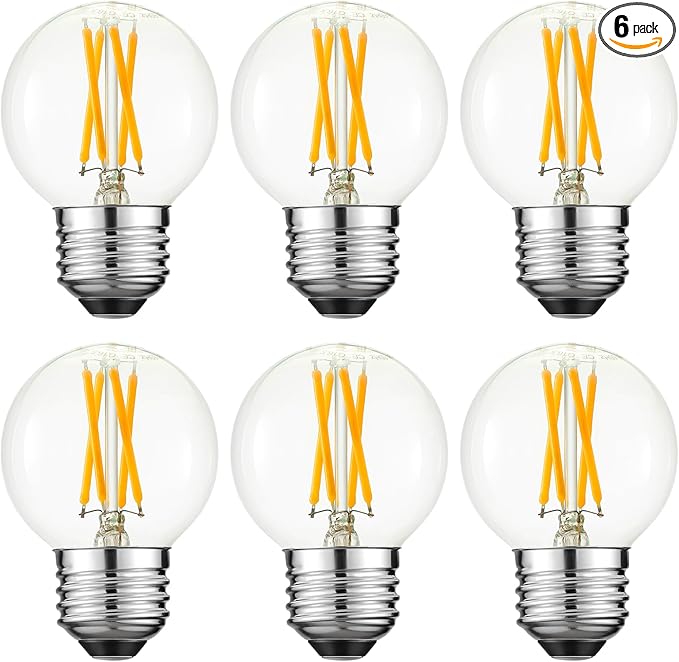 Arberlic G16.5 Light Bulb LED,4W E26 LED Bulb dimmable Equivalent E26 40 watt Light Bulb,Warm White 2700K,400lm,CRI85+,AC120V,Edison Style,Clear Glass,Flicker Free,Pack of 6 - Bloomnest