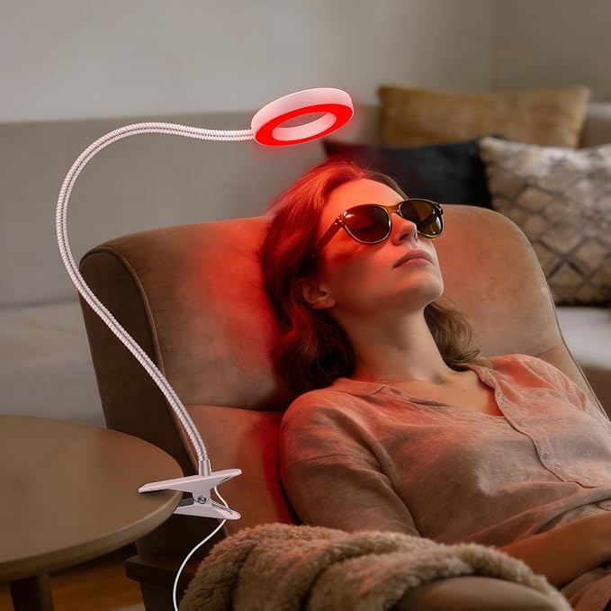 Red Light Therapy for Face and Body Use, 660nm Red and 850nm Near Infrared Red Light Therapy Lamp with Clip and Angle Adjustable, Small and Portable, Suitable for Home or Travel Use, White Aumtrly
