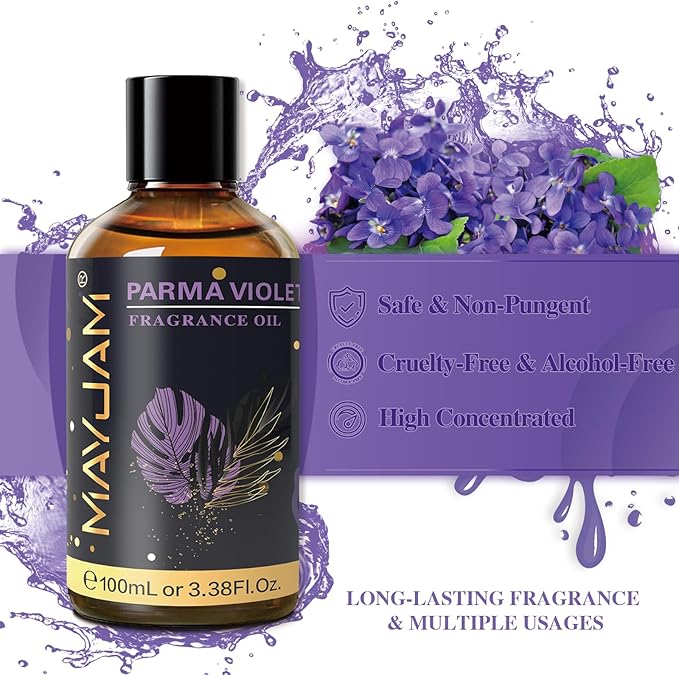 MAYJAM 100ML/3.38FL.OZ Parma Violet Fragrance Oils with Glass Dropper, Essential Oils for Diffusers for Home, Long Lasting Scented Oils for Diffusers Soap Candle Making - Bloomnest