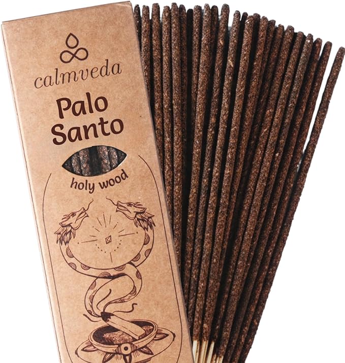 Smudge Palo Santo Sticks Incense - for Energy Cleansing Protection Incense (24+ Sticks, 9 inches) Thick Natural Incense with Real Peru Palo Santo Resin |Inciensos para Sacar Malas Energias CalmvedaIncenseAromatherapy