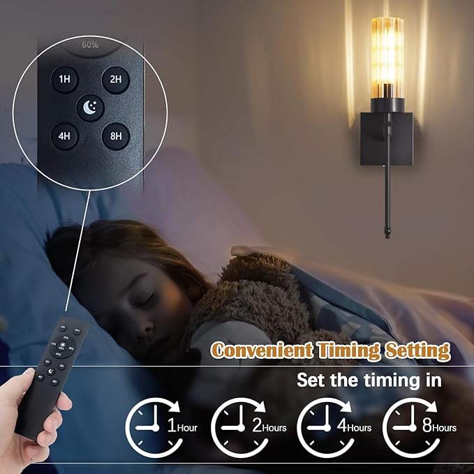 Battery Operated Wall Sconce Set of Two with Remote, Black Rechargeable Wireless Wall Lights, Sconces Wall Decor Set of 2 Dimmable 2700K Battery Powered Sconce for Bedroom Living Room Hallway - Bloomnest