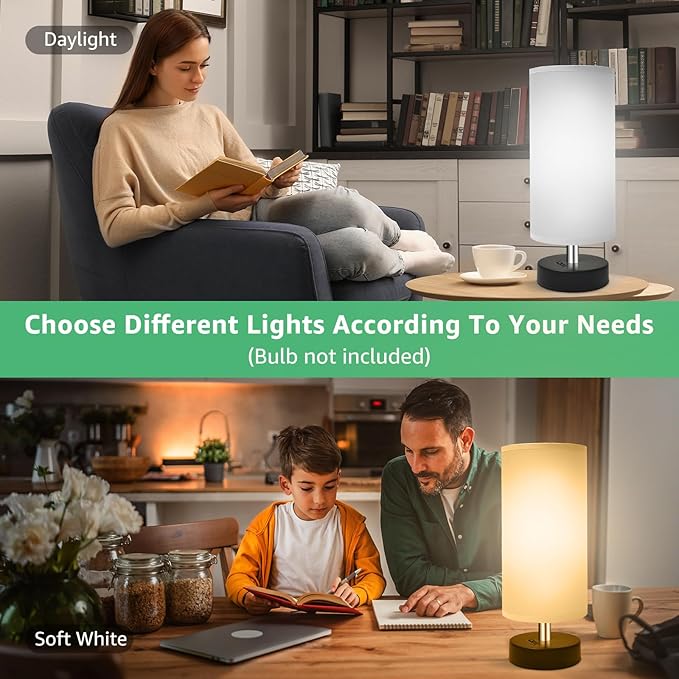 Small Lamp for Bedroom, Bedside Lamps for Night Stands, Mini Minimalist Table Lamp with Round Gray Fabric Shade, 11.8 Inch Desk Reading Lamp for Dorm Room Living Room Office Room, 1 Pack - Bloomnest
