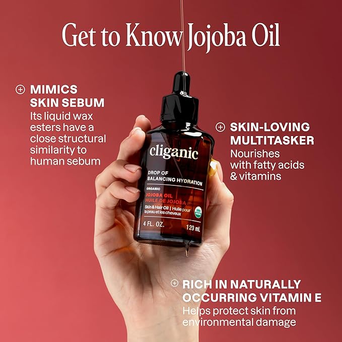 Cliganic Organic Jojoba Oil, 100% Pure (2oz) | Natural Cold Pressed Unrefined Hexane Free Oil for Hair & Face | Base Carrier (Packaging May Vary) - Bloomnest