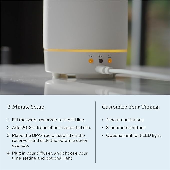 Vitruvi Stone Diffuser, Ceramic Ultrasonic Essential Oil Diffuser for Aromatherapy | Ceramic Diffuser, Diffusers for Home, Oil Diffuser, Room Decor | Suede, 90ml Capacity - Bloomnest