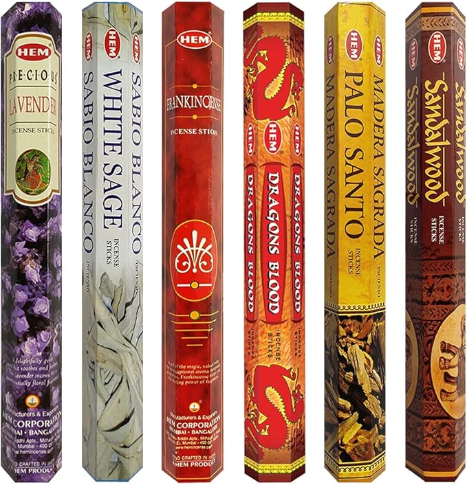 Hem Incense Sticks Variety Pack #30 and Incense Stick Holder Bundle with 6 Classic Fragrances - Bloomnest