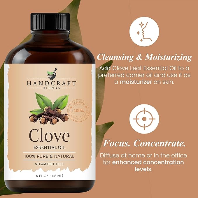 Handcraft Blends Clove Essential Oil – Huge 4 Fl Oz – 100% Pure and Natural – Premium Grade Essential Oil for Diffuser and Aromatherapy, Skin, Massage, Candle and Soap Making Fragrance - Bloomnest
