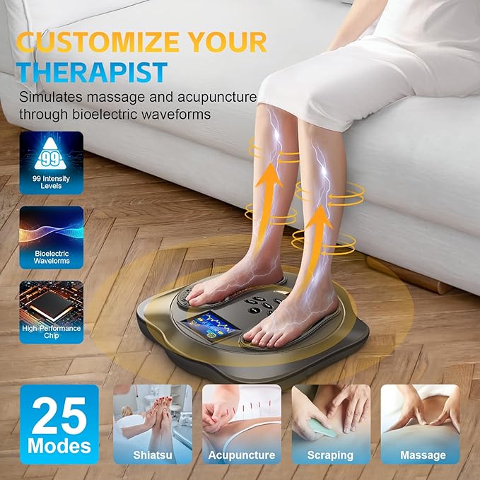 Electric Foot Stimulator, EMS & TENS Foot Massager for Neuropathy, Electric Feet Blood Circulation Machine, Improves Circulation,Relieves Body Pains - Bloomnest