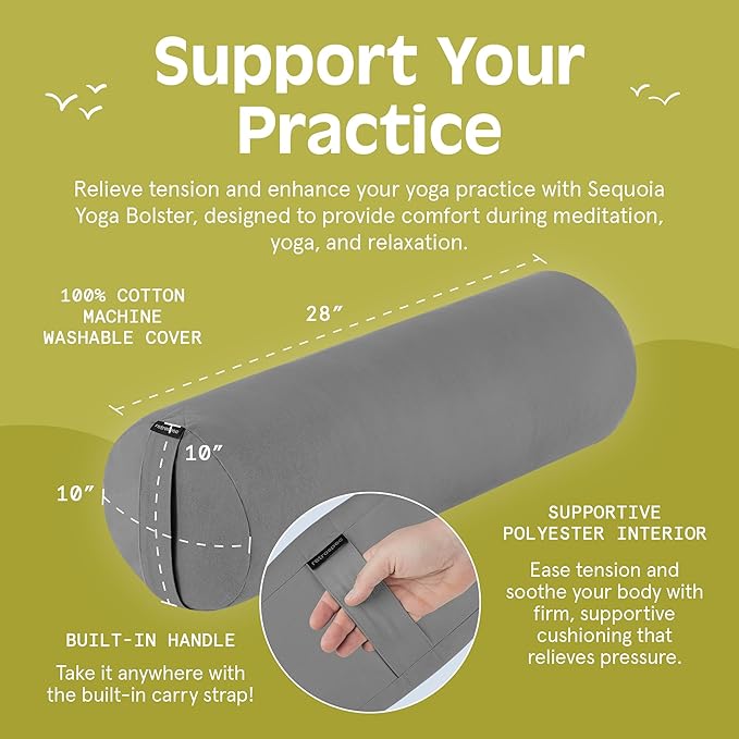 Retrospec Retrospec Sequoia Yoga Bolster Pillow - Meditation Cushion for Yoga Practices - Includes Machine Washable 100% Cotton Cover & Durable Carry Handle - Bloomnest
