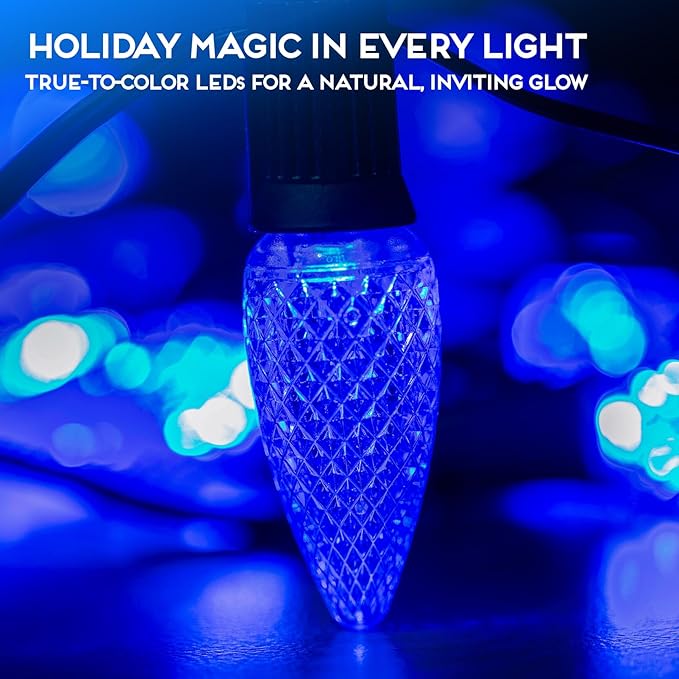 HLO Lighting Set of 500 Blue C9 Faceted LED Christmas Light Bulbs for Indoor & Outdoor Use | Durable Replacement Bulbs - Bloomnest