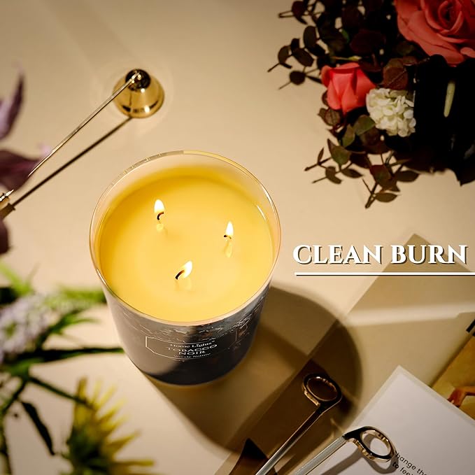 HomeLights Scented Candles for Women & Men, 34oz Candle Jars Aromatherapy 3-Wick Candle, Ideal for Industrial Chic Home Decor and Gifts, Tobacco Noir - Bloomnest