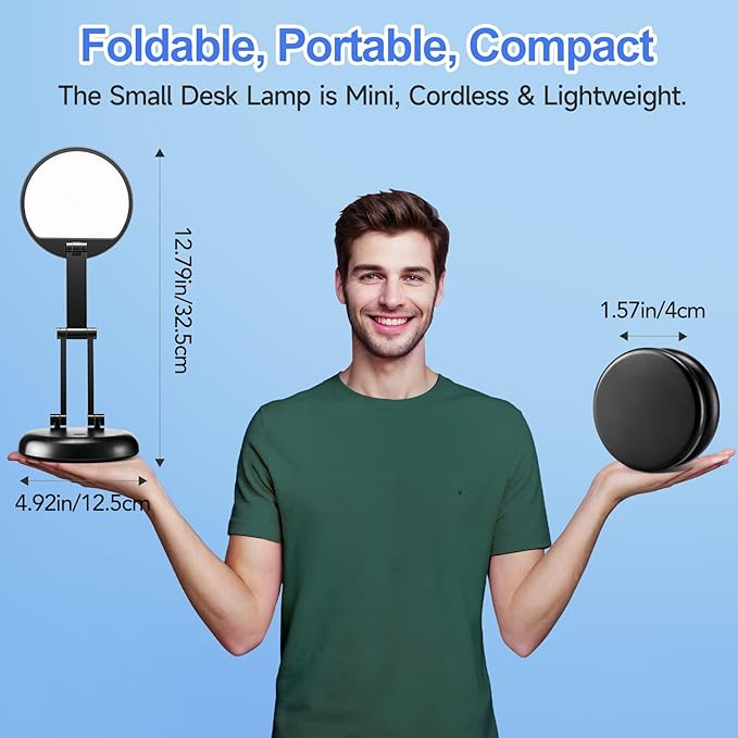 Desk Lamps for Home Office Rechargeable 3600mAh, Foldable+Portable Cordless Desk Light Small Table Lamp,Dimmable+9 Brightness Small Table Lamp Desk Light Table, LED Desk Lamps for Home Office - Bloomnest