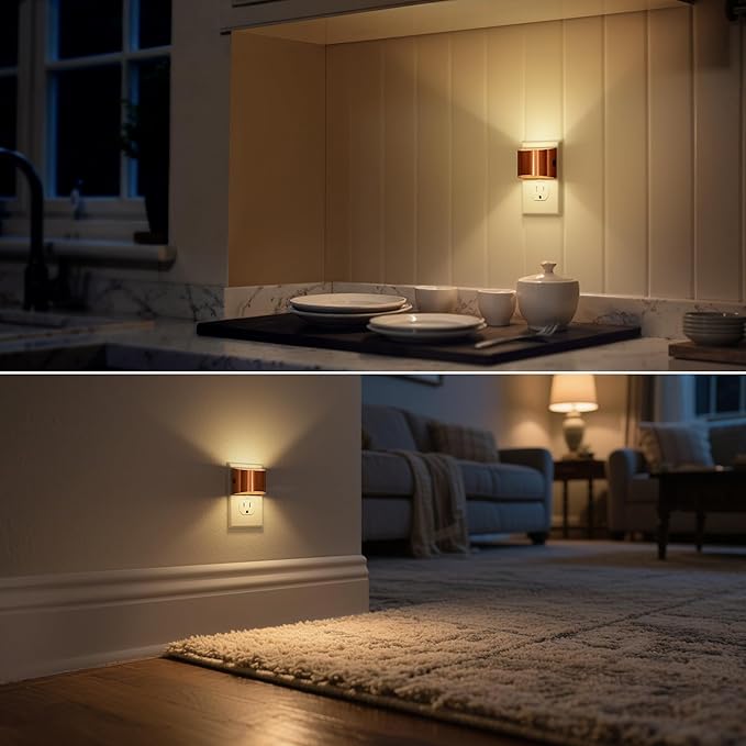 DORESshop LED Night Light[2 Pack], Night Lights Plug into Wall, 3 Level Brightness Adjustable Plug in Night Light, Dusk to Dawn Sensor Nightlights for Adults,Bedroom,Bathroom,Hallway,3000K Rose Gold - Bloomnest