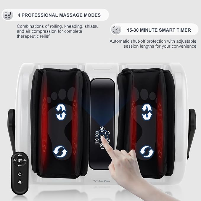 Shiatsu Foot Massager with Heat, Feet Massager for Neuropathy, Plantar Fasciitis and Pain Relief, Deep Kneading and Rolling Massage for Feet/Calf/Leg/Ankle,Gifts for Women Men