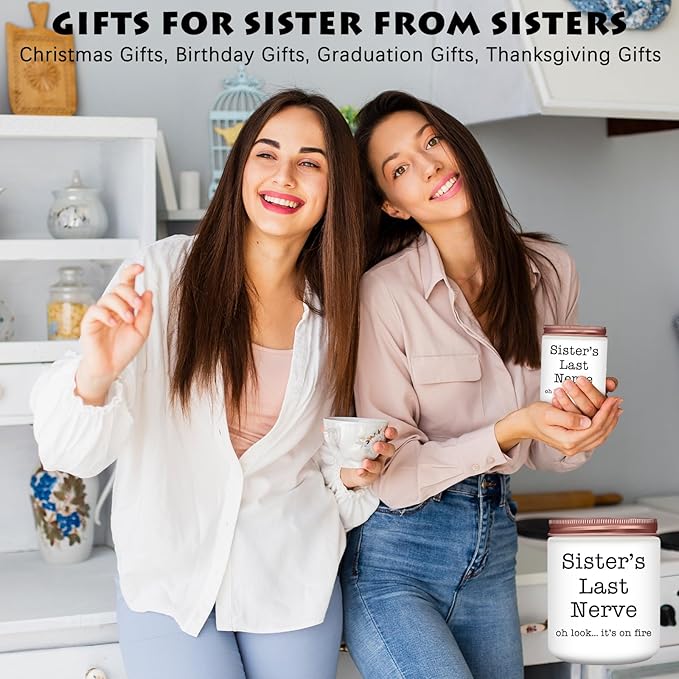 Homsolver Sister Gifts for Women, Valentines Galentines Mothers Day Christmas Birthday Gift Ideas, Female Friends Bestie in Law, Sister's Last Nerve Scented Candles - Bloomnest