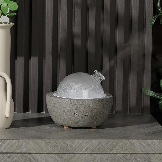 Essential Oil Aromatherapy Diffuser for Home Bedroom Large Room Glass Stone Ultrasonic Air Scent Mist Aroma Diffuser 200ML Defusers—Dark Gray Bloomnest