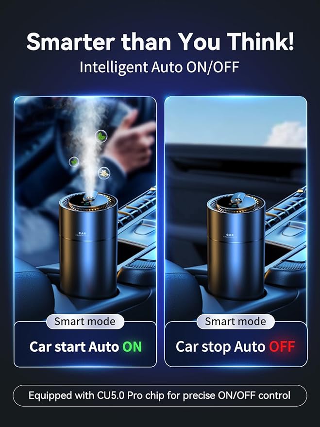 Ceeniu Smart Car Air Fresheners, New Smell Experience By Ultrasonic mist, Auto On/Off, Natural Fragrance Lasts for 4 Months, Adjustable, Built-in Battery Car freshener - Bloomnest
