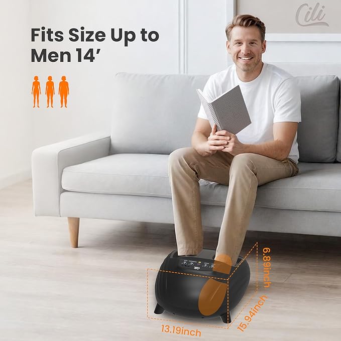 CILI Foot Massager with Heat, Shiatsu Foot Massage Machine for Plantar Fasciitis Neuropathy, 3 Sole & Instep Heating Levels, 3 Intensity Adjustable, Up to Size 14, Gifts for Him Her - Bloomnest