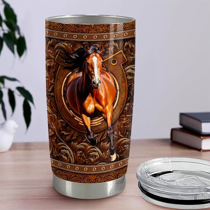 SANDJEST Horse Tumbler 20oz Stainless Steel Insulated Travel Mug Cup for Women Men Horse Gifts for Birthday Christmas Mothers Day Fathers Day - Bloomnest