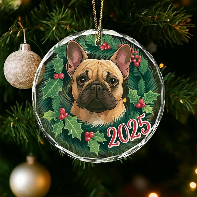 French Bulldog Glass Ornament – Handcrafted Hanging Decoration, Elegant Keepsake with Unique French Bulldog Design, for Home, Holiday Tree, or Special Occasion - Bloomnest