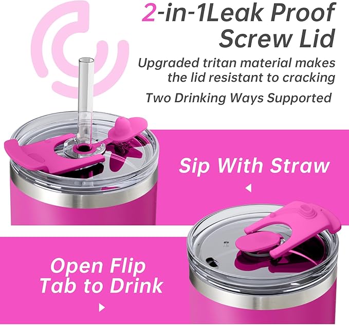COKTIK 40 oz Tumbler With Handle and Straw Lid, Vacuum Insulated Travel Coffee Mug Stainless Steel Insulated Cup for Beverages, Leak-proof, Cupholder Friendly (Rose Plum) - Bloomnest