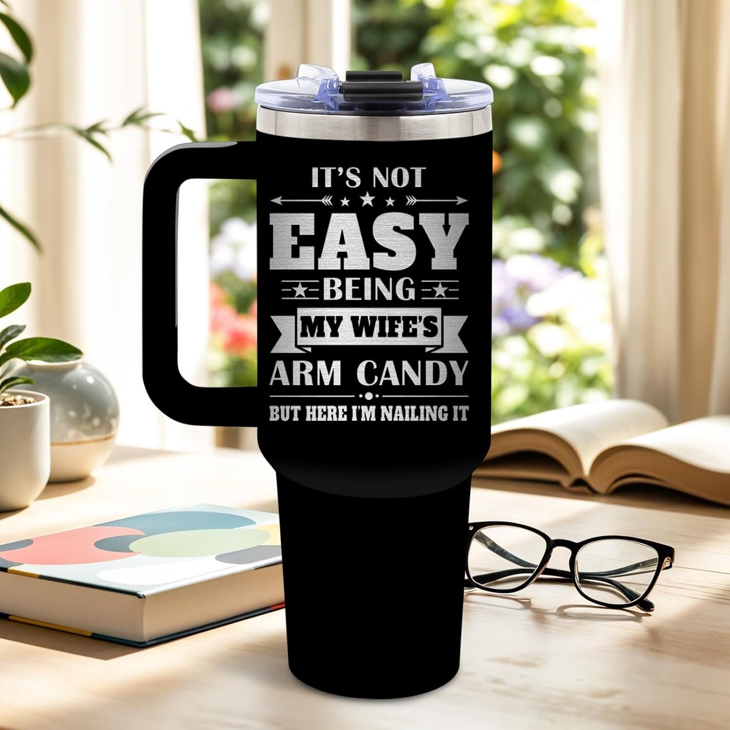 DUUV Birthday Gifts for Husband from Wife, Best Husband Ever Tumbler with Handle 40 Oz Stainless Steel Insulated, Christmas Thanksgiving Wedding Anniversary Appreciation Gifts for Husbands, 1PCS