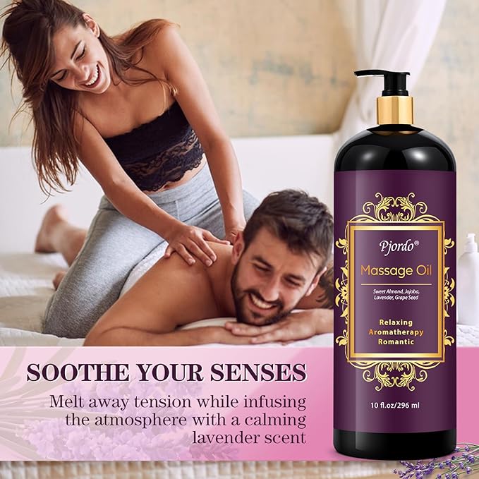 2 Pack Massage Oil for Massage Therapy, Lilac Oil, Lavender Massage Oil for Skin, with Massage Roller Ball, Natural Body Oil for Calming, Aromatic, Soothing, Spa Gift Set for Him Her - Bloomnest