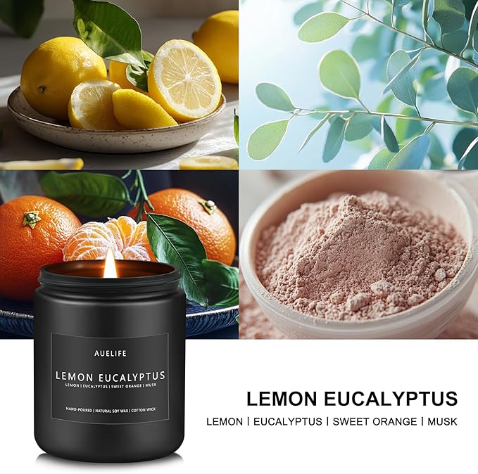 Lemon Eucalyptus Candle | Scented Candle for Home, Aromatherapy Candles - Soy Candles for Home Scented, Gift for Women Men, Home Fragrance Decoration -7oz - Bloomnest