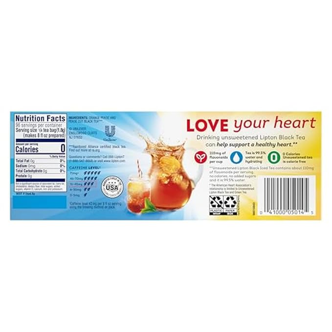 Lipton Unsweetened Iced Tea Bags, Family Size Zero Calories, 144 Total Tea Bags (24ct - Pack of 6) - Bloomnest