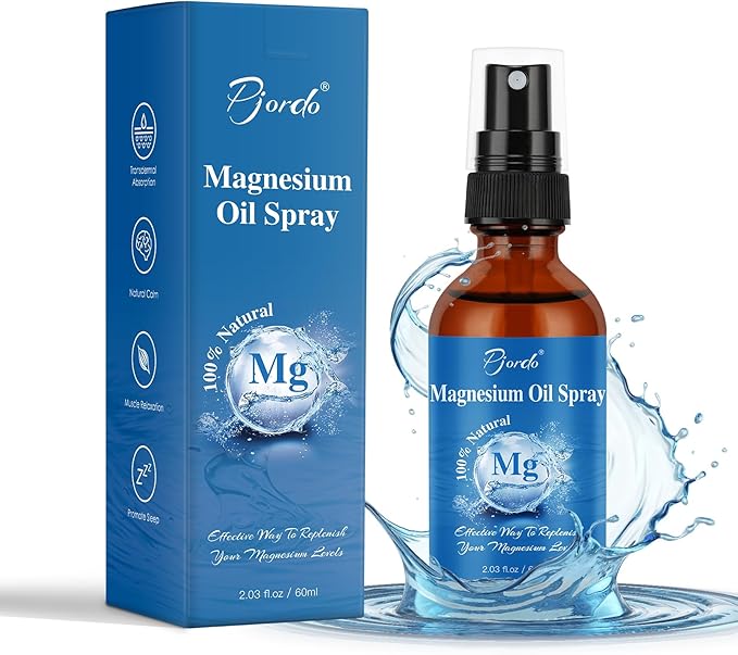 Magnesium Oil Spray for Feet, Body & Sleep, 100% Pure & Natural Organic Topical Magnesium Chloride Oil Spray for Caring Body, Easy to Carry and Use, Rapidly Absorbed - Bloomnest