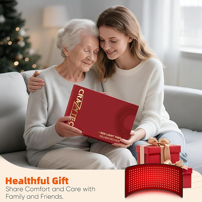24’’ x 12’’ Large Red Light Therapy Pad for Body, Near Infrared Light Therapy Wrap with Timer, 660nm&850nm, 240 LEDs Light Therapy Pad Heated Device for Back Shoulder Joint Muscle - Bloomnest