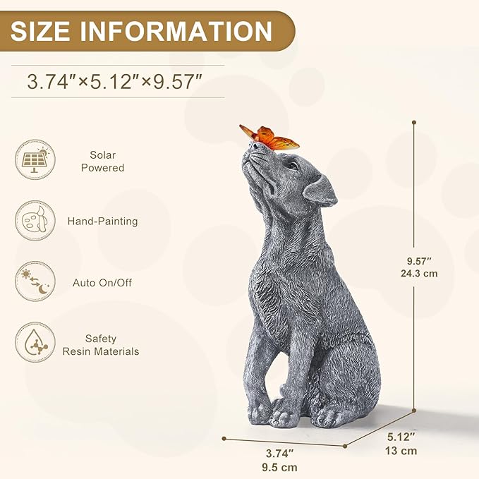Garden Statue Dog Figurine Decor – Outdoor Decoration with Butterfly for Garden Yard Lawn Home Decor Outside : Christmas Memorial Gifts for Women Mom Grandma - Bloomnest