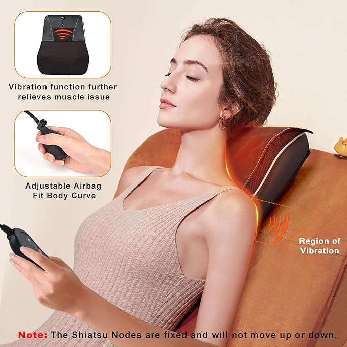 Shiatsu Neck and Back Massager with Heat,Neck Massager for Pain Relief deep Tissue,3D Kneading Massage Pillow for Back,Shoulder,Leg,Gifts for Mom,Dad,Women (Black) - Bloomnest
