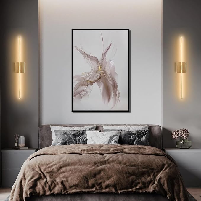 LED Wall Sconces with Remote Control, 5 Colors 3000K-6500K & Dimmable, Hardwire Wall Light with Timer & Night Light, LED Gold Wall Lamps for Living Room, Bedroom, 27.55 Inch - Bloomnest