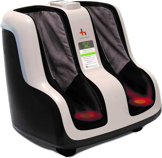 Human Touch Reflex SOL Foot & Calf Massager w/ Heat - Plantar Fasciitis Relief + Circulation + Shiatsu Deep Kneading + Vibrating for Stress + Compression - Adjustable for Women and Men up to Size 12 - Bloomnest