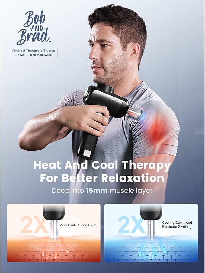 BOB AND BRAD X6 Pro Massage Gun Deep Tissue Percussion with Metal Head Therapy, Professional Muscle Massage Gun for Athletes, Electric Massager Gun for Pain Relief - Bloomnest