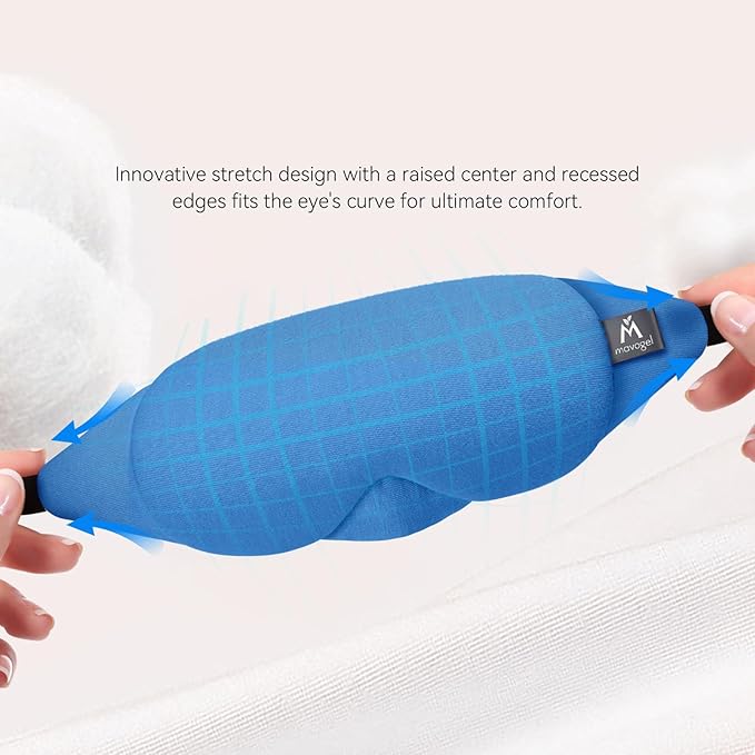 Mavogel Cotton Sleep Mask - Breathable Light Blocking Sleep Eye Mask, Soft Comfortable Night Sleeping Mask for Men Women, Eye Cover for Travel/Shift Work/Nap, Includes Travel Pouch (Cobalt Blue) - Bloomnest