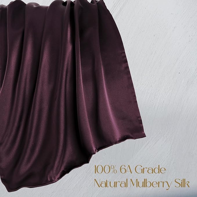 ZIMASILK 100% Pure Mulberry Silk Pillowcase for Hair and Skin Health,Soft and Smooth,Both Sides Premium Grade 6A Silk,600 Thread Count,with Hidden Zipper,1pc (Queen 20''x30'',Eggplant Purple) - Bloomnest