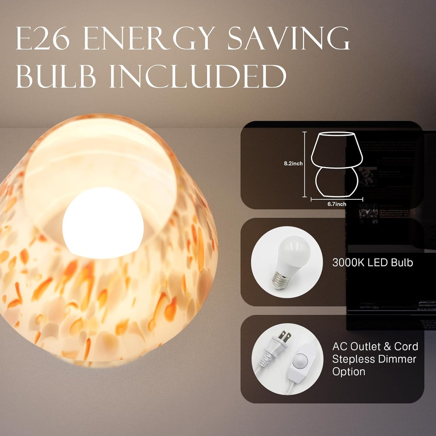 Mushroom Lamp Table Lamp for Bedroom,Small Desk Bedside Lamps for Living Room,Mushroom Decor Cute Mini Modern Mid Century Lamps for Night Stands,Aesthetic Home Living Room Decor(Flame Cream)