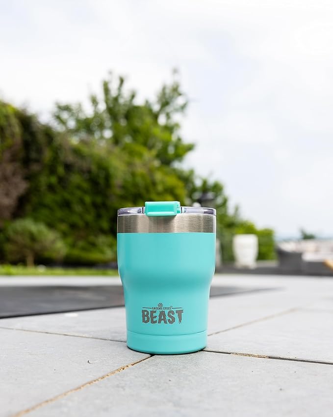 Beast 10 oz Tumbler Stainless Steel Vacuum Insulated Coffee Ice Cup Double Wall Travel Flask (Aquamarine Blue) - Bloomnest