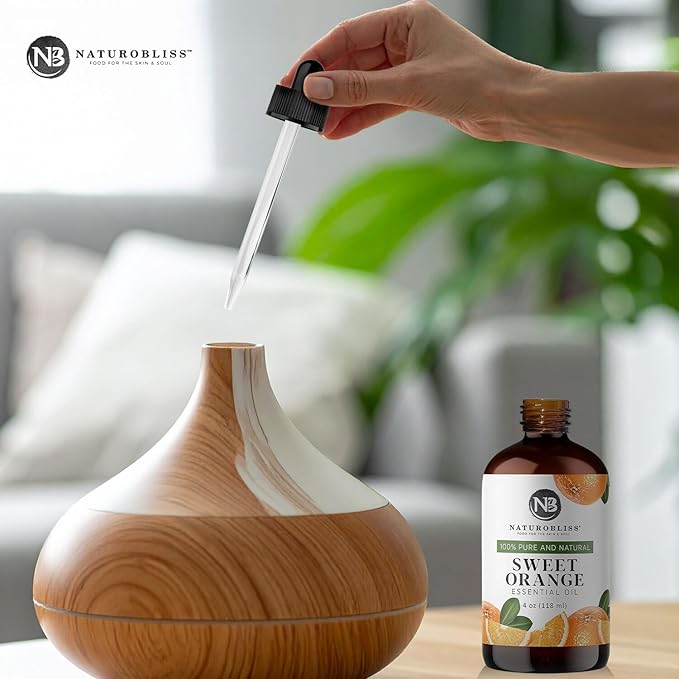 NaturoBliss 100% Pure & Natural Sweet Orange Essential Oil Therapeutic Grade Premium Quality Oil with Glass Dropper - Huge 4 fl. Oz - Perfect for Aromatherapy and Relaxation - Bloomnest