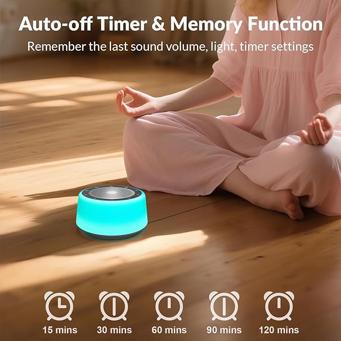 Kipcush Automatic Tibetan Singing Bowl Sound Machine, 11 Soothing Sound Therapy Tones, Touch Night Light, Smart Timer & Memory, Plug-in White Noise Machine for Sleep, Meditation, Yoga & Relaxation Kipcush%C2%AE