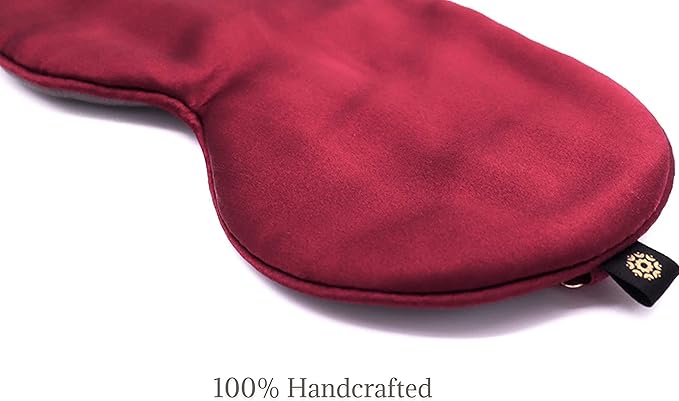 Premium Handcrafted 25 Momme Mulberry Silk Eye Mask for Sleeping (Red Velvet) - Bloomnest