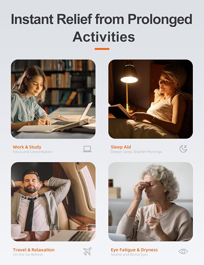 Silk Cordless Heated Eye Mask, Compress Heating Pad for Dry Eye Stye Eye Strain, Blackout Electric Warm Eye Mask for Airplane Sleeping for Travel, Idea for Women/Men (Silk-Blue)